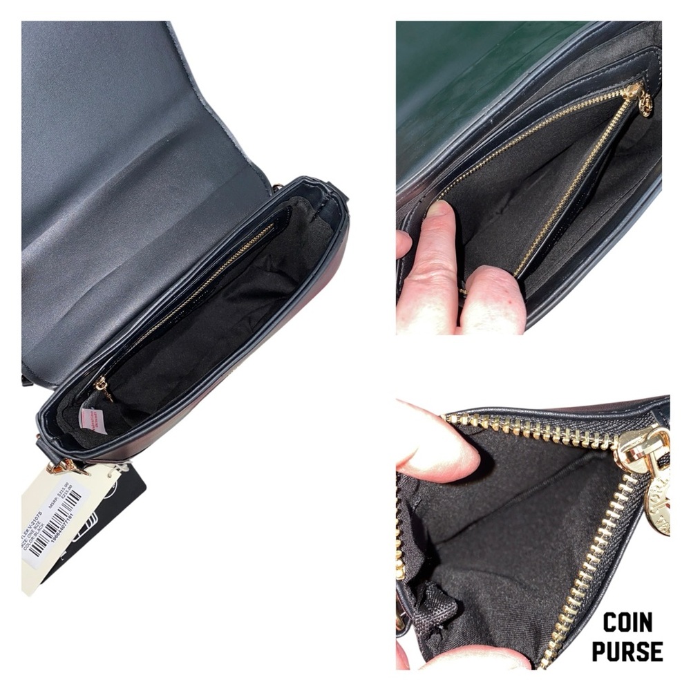 Valentino Orlandi Black Studded Vegan Leather Crossbody Bag and Coin Purse - Picture 8 of 17